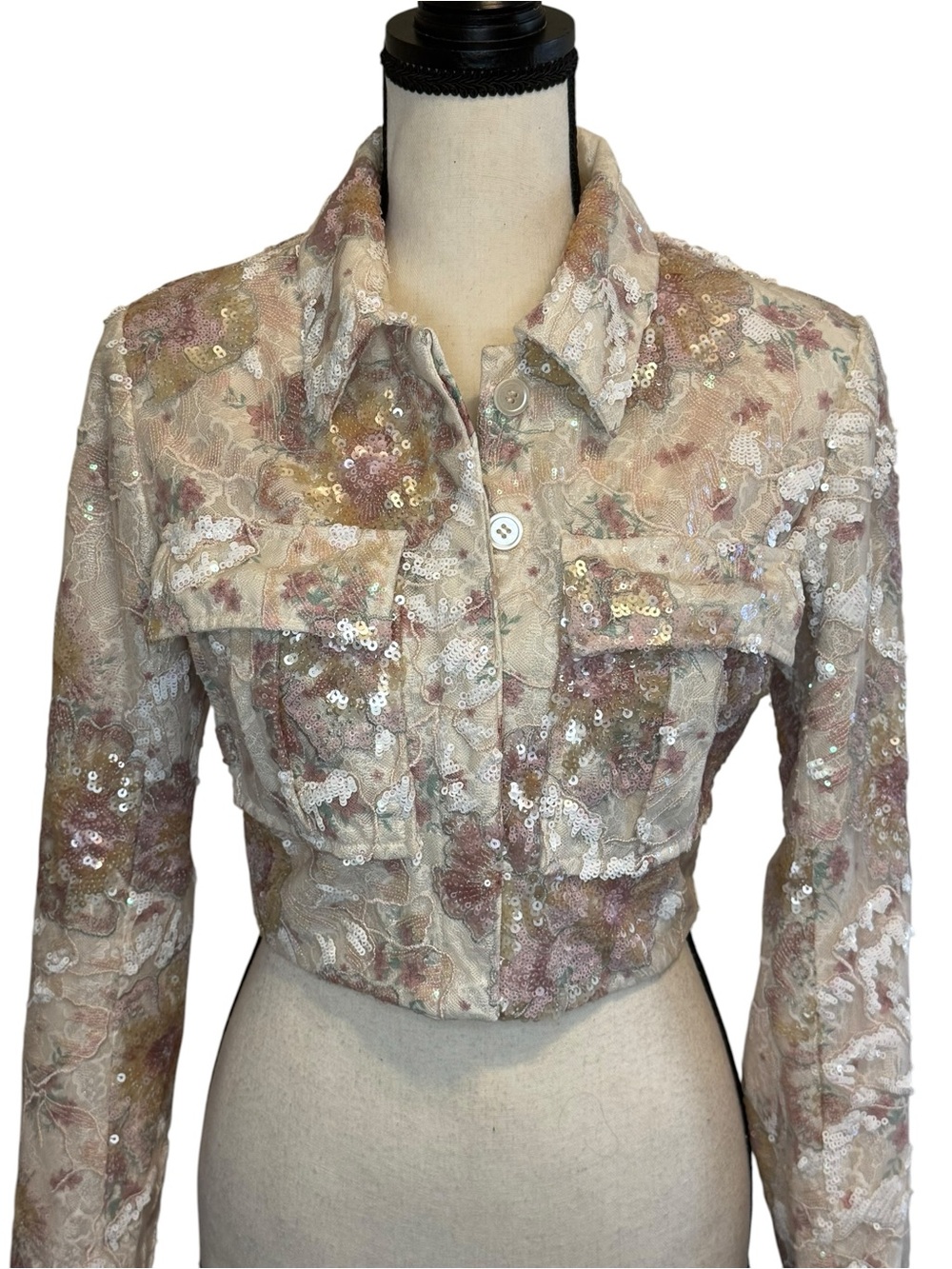 AKIRA Sequined Cropped Jacket - Picture 2 of 6